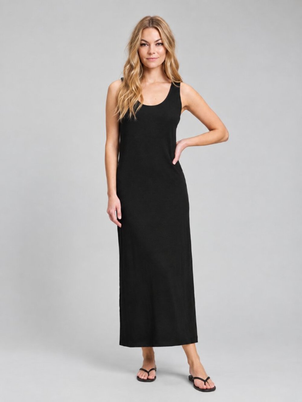 J. Jill Scoop Neck Maxi Tank Dress Black Medium #A4619